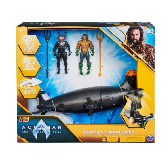 DC Aquaman Black Manta Battle Set Vehicle Submarine Lights Sounds Toy - Picture 8 of 12